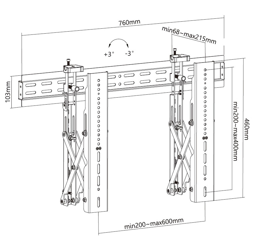 Equip Halterung - Pop-out - für Videoleinwand - stainless steel - Schwarz - Bildschirmgröße: 94-177.8 cm (37-70), Ansicht 2