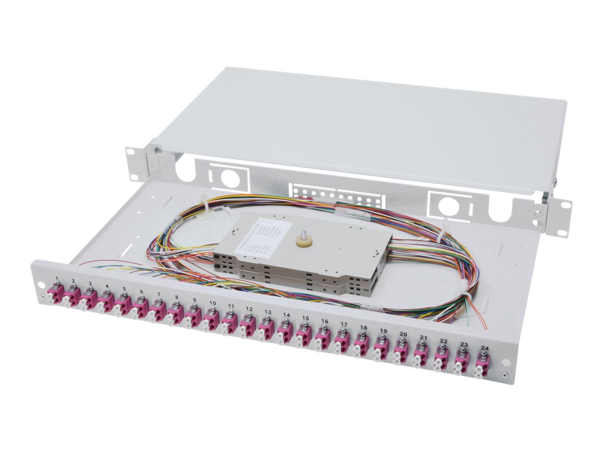 DIGITUS LWL Spleißbox, 1HE, bestückt, 24x LC DX, OM4