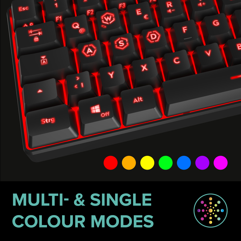 SPEEDLINK Gaming Tastatur LETOS RGB 60% Keyboard schwarz retail - TL: Deutsch, QWERTZ, Ansicht 2