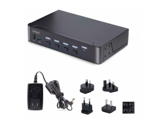 StarTech.com 4-Port DisplayPort 1.4 KVM Switch 8K 60Hz  4K 144Hz 2x USB 3.0 Ports 4x USB 2.0 Ports Hotkey Switching TAA Compliant (D86A2-4-PORT-8K-KVM)
