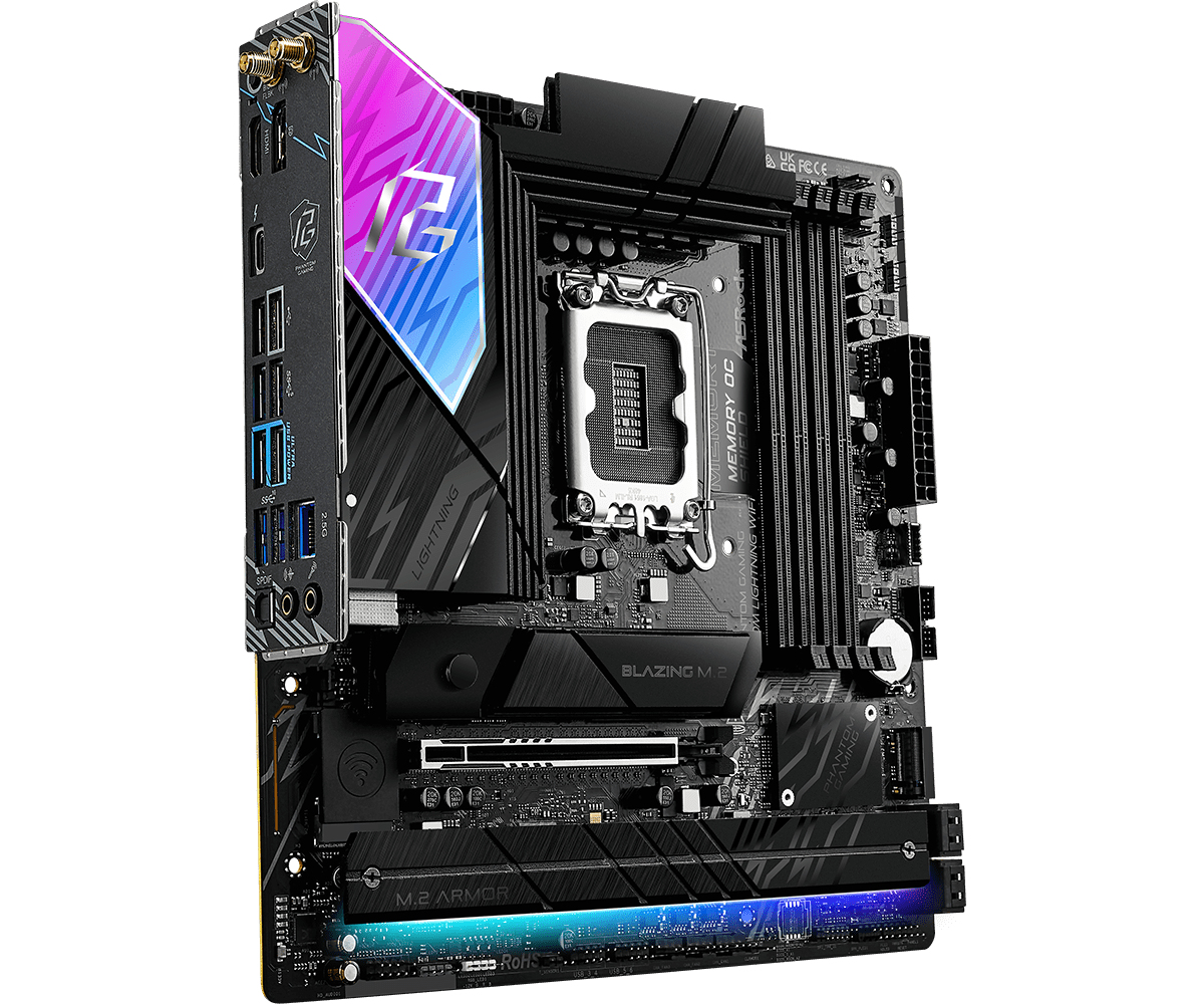 ASRock Phantom Gaming B860M LIGHTNING WIFI - Motherboard - micro ATX - LGA1851-Sockel - Onboard-Grafik(CPU erforderlich), Ansicht 4