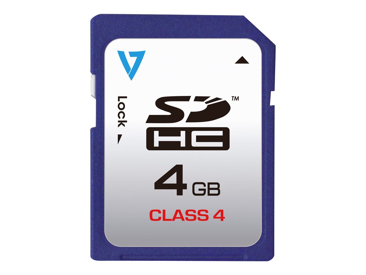 V7 VASDH4GCL4R - Flash-Speicherkarte - 4 GB - Class 4 - SDHC - Blau