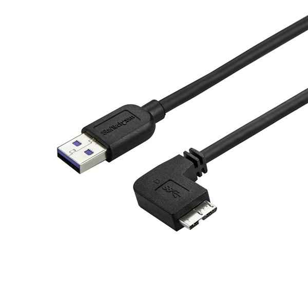 StarTech.com 1m Slim Micro USB 3.0 Kabel rechtsgewinkelt, 1 m, USB A, Micro-USB B, USB 3.2 Gen 1 (3.1 Gen 1), Männlich/Männlich, Schwarz