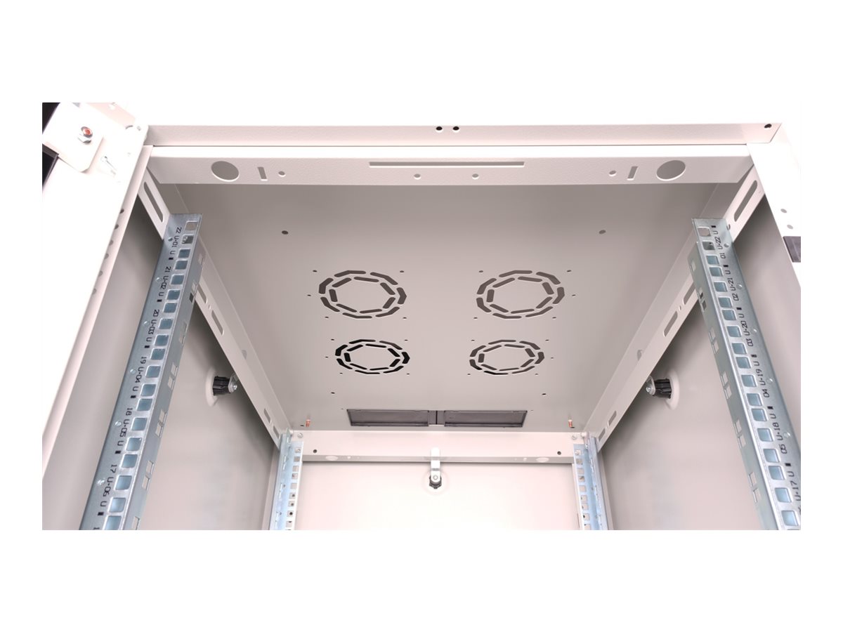 ROLINE 19 Zoll Netzwerkschrank Basic 22 600x800 BxT Glastür grau, Ansicht 3
