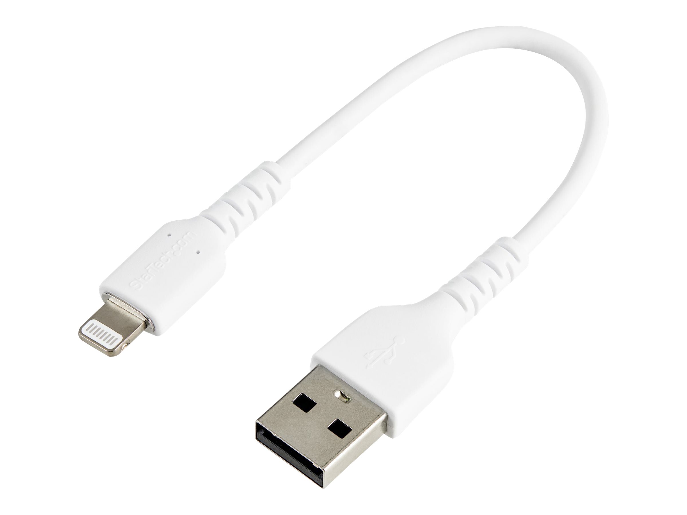 StarTech.com 15cm USB-A auf Lightning-Kabel - Hochbelastbare, robuste Aramidfaser - Lade-/Synchronisationskabel - Apple MFi-zertifiziert iPad/iPhone 12 - Weiß (RUSBLTMM15CMW) - Lightning-Kabel