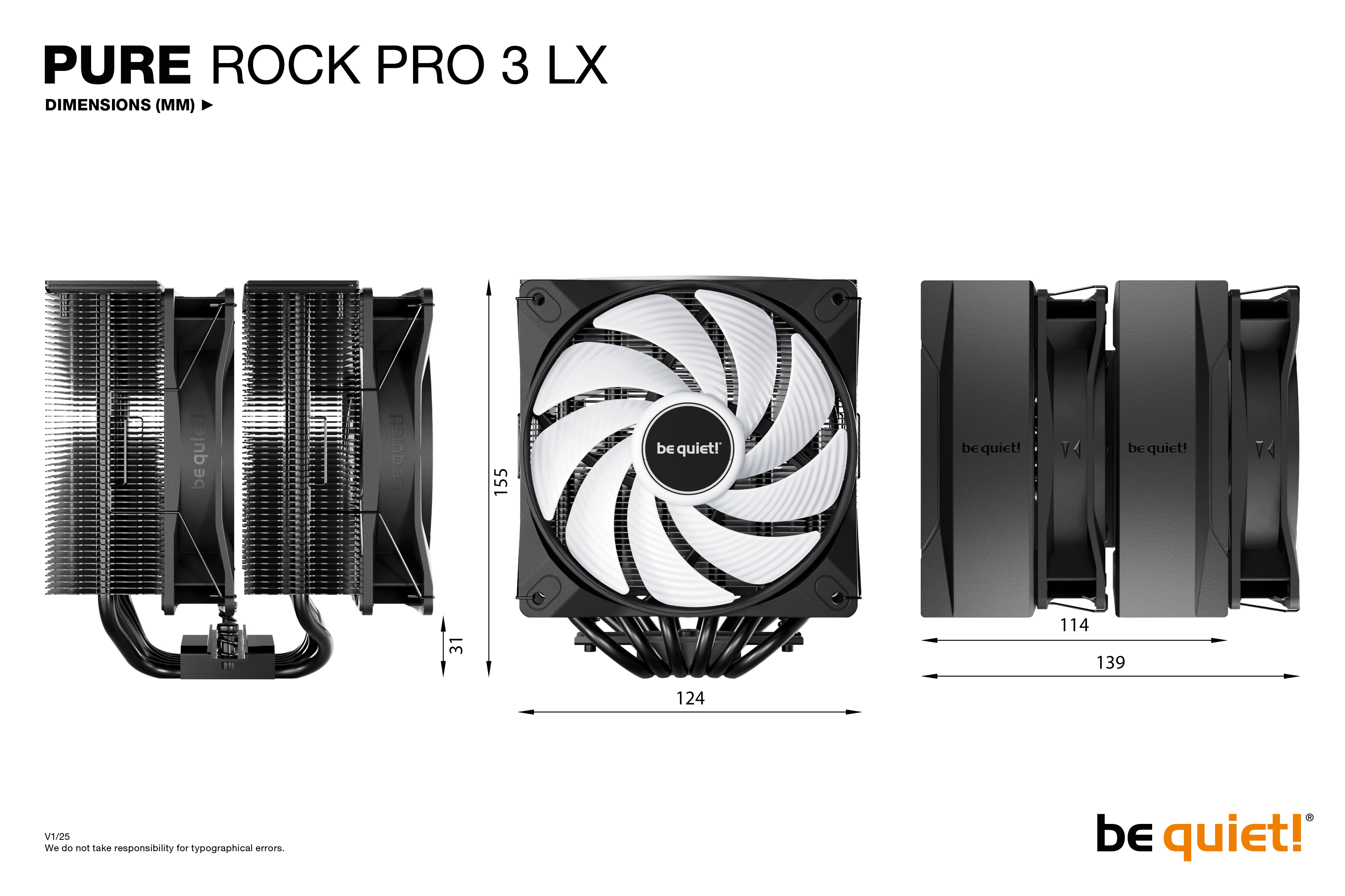 Be Quiet! Pure Rock PRO 3 LX ARGB CPU Kühler für Intel und AMD schwarz, Ansicht 2