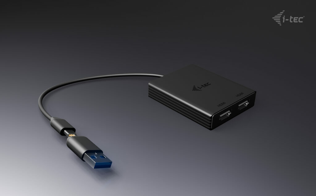 i-tec USB-A/USB-C Dual 4K DP Video Adapter 2x Display mit DisplayLink Chip, Ansicht 3