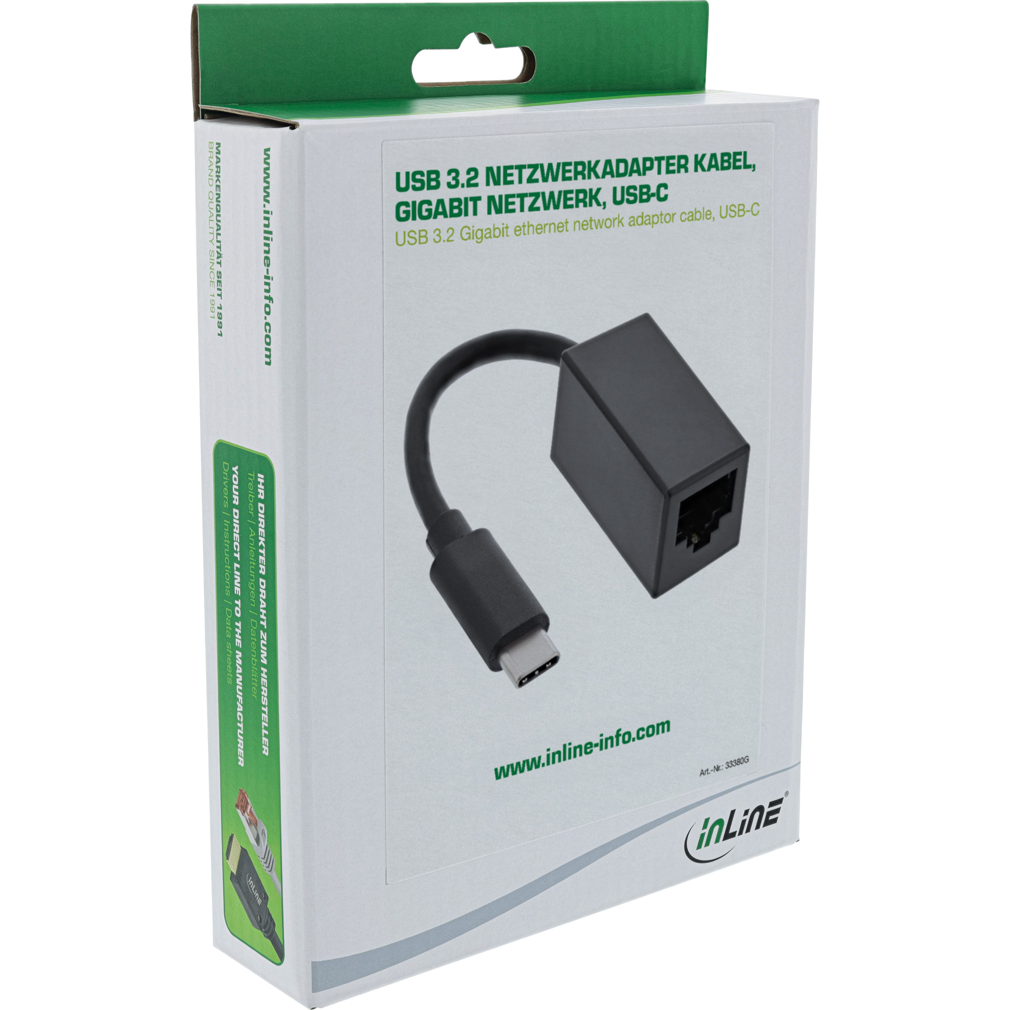 InLine USB 3.2 Netzwerkadapter Kabel - Gigabit Netzwerk - USB-C