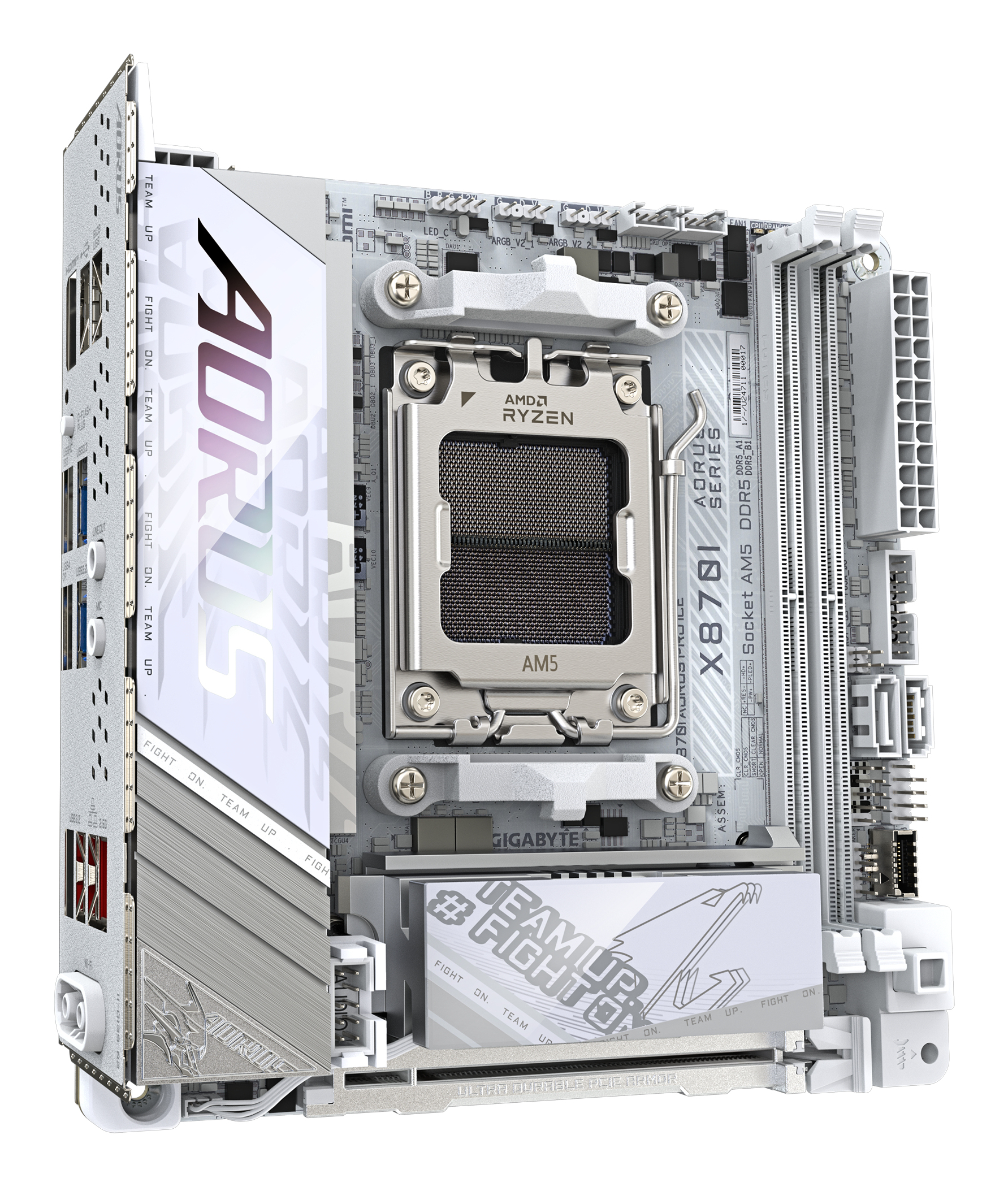 Gigabyte AORUS X870I PRO ICE - Motherboard - Mini-ITX - Socket AM5 - AMD X870 Chipsatz - USB4, USB-C 3.2 Gen2, Ansicht 4