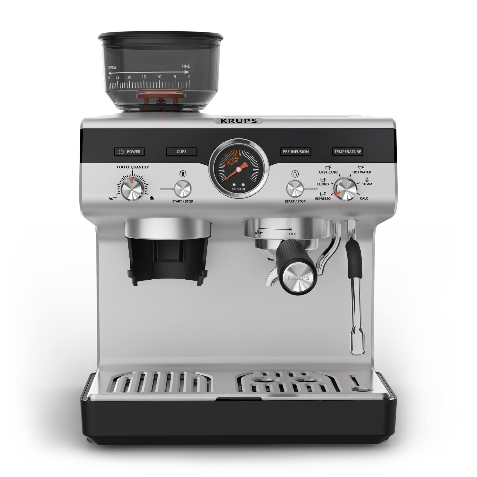 Krups XP801T Precision Espressomaschine Schwarz Silber, Ansicht 3