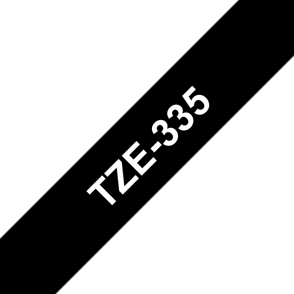 Brother TZe-335 - Standard-Klebstoff - Weiß auf Schwarz - Rolle (1,2 cm x 8 m), Ansicht 2