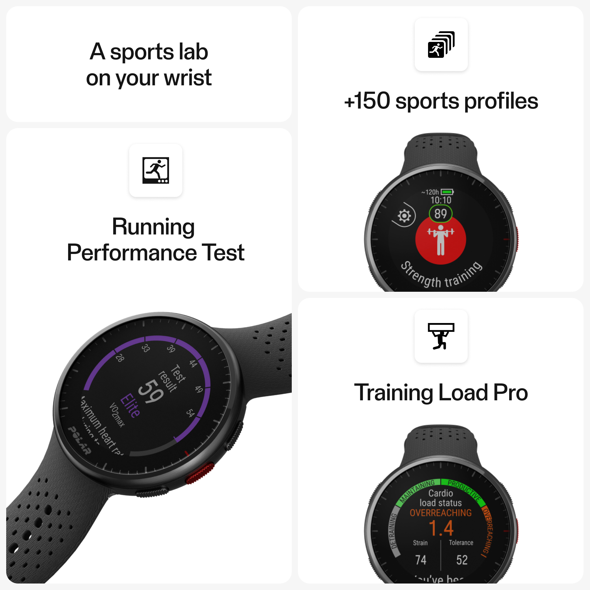 POLAR Pacer Pro - Carbon Gray - intelligente Uhr mit Band - grau - Bandgröße: S/L - Anzeige 3 cm (1.2), Ansicht 4