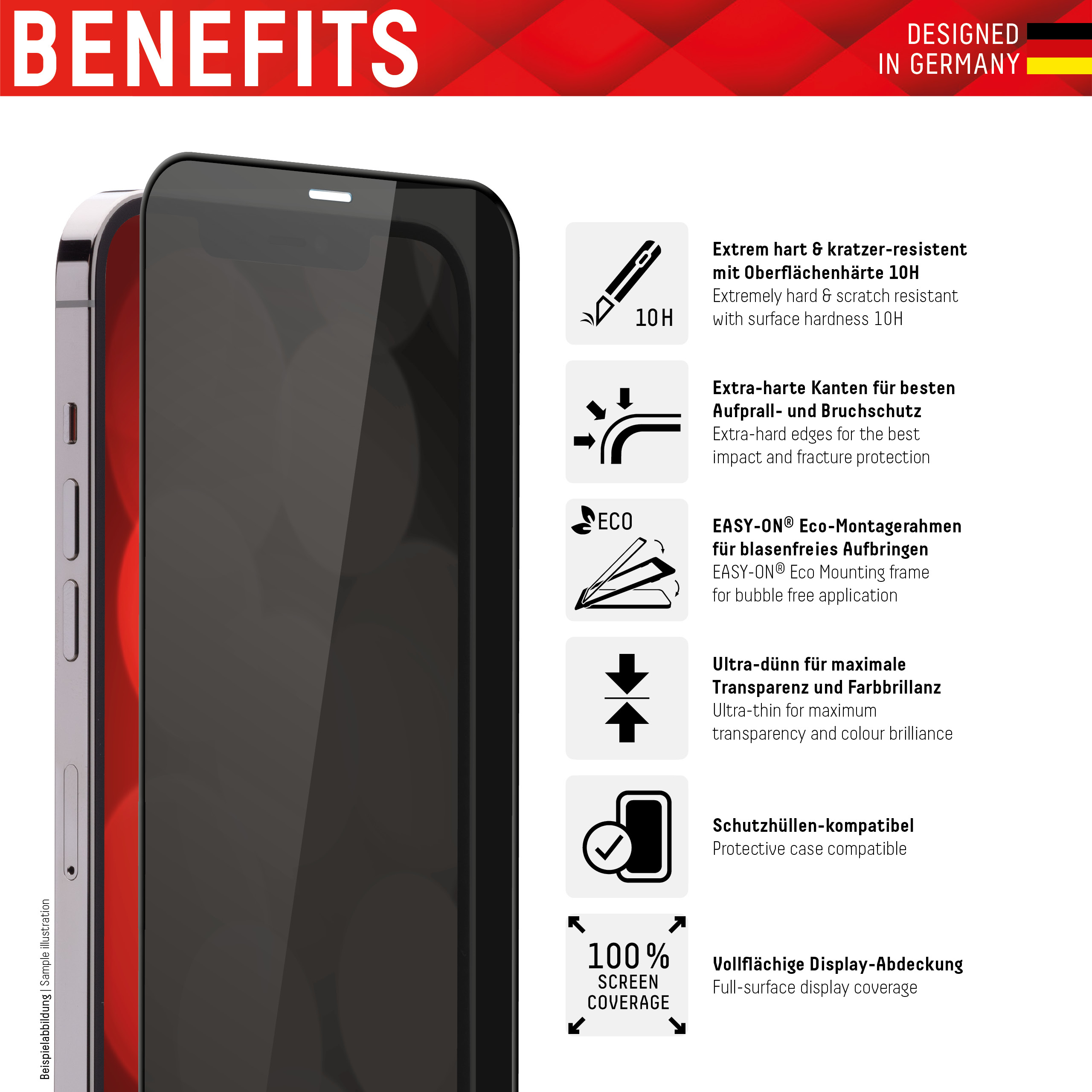 C2G DISPLEX Real Glass - Bildschirmschutz für Handy, Ansicht 4