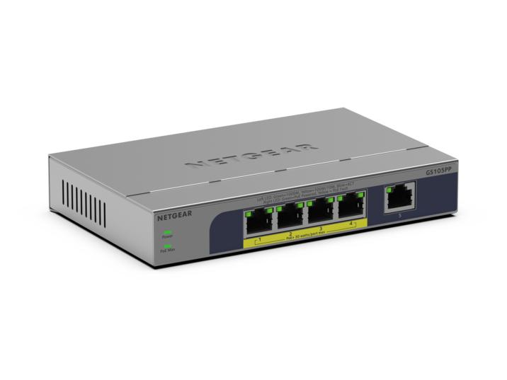 Netgear GS105PP - Switch - unmanaged - 1 x 10/100/1000 + 4 x 10/100/1000 (PoE+), Ansicht 2