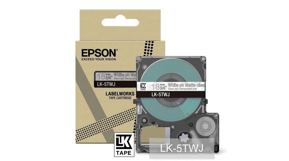 Epson LabelWorks LK-5TWJ - Weiß auf Matt-Transparent - Rolle (1,8 cm x 8 m), Ansicht 2