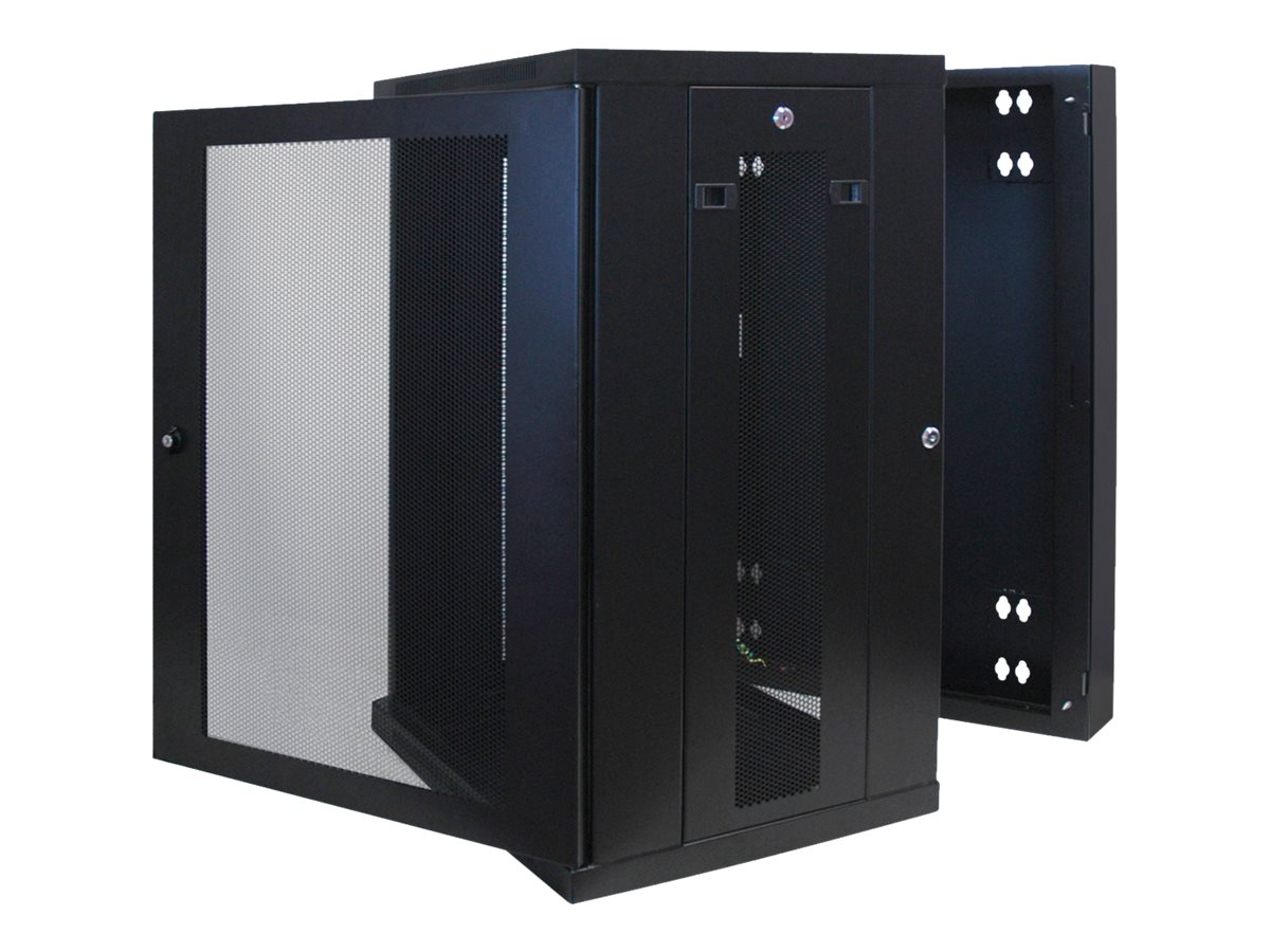 Eaton Tripp Lite Series 18U Wall Mount Rack Enclosure Server Cabinet Hinged w Door & Sides - Schrank Netzwerkschrank - geeignet für Wandmontage - Schwarz - 18U - 48.3 cm (19)