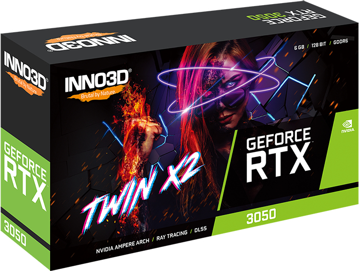 Inno3D N30502-06D6-1880VA60 Geforce RTX 3050, ATX, 6 GB, GDDR6, 96-bit, Ansicht 3