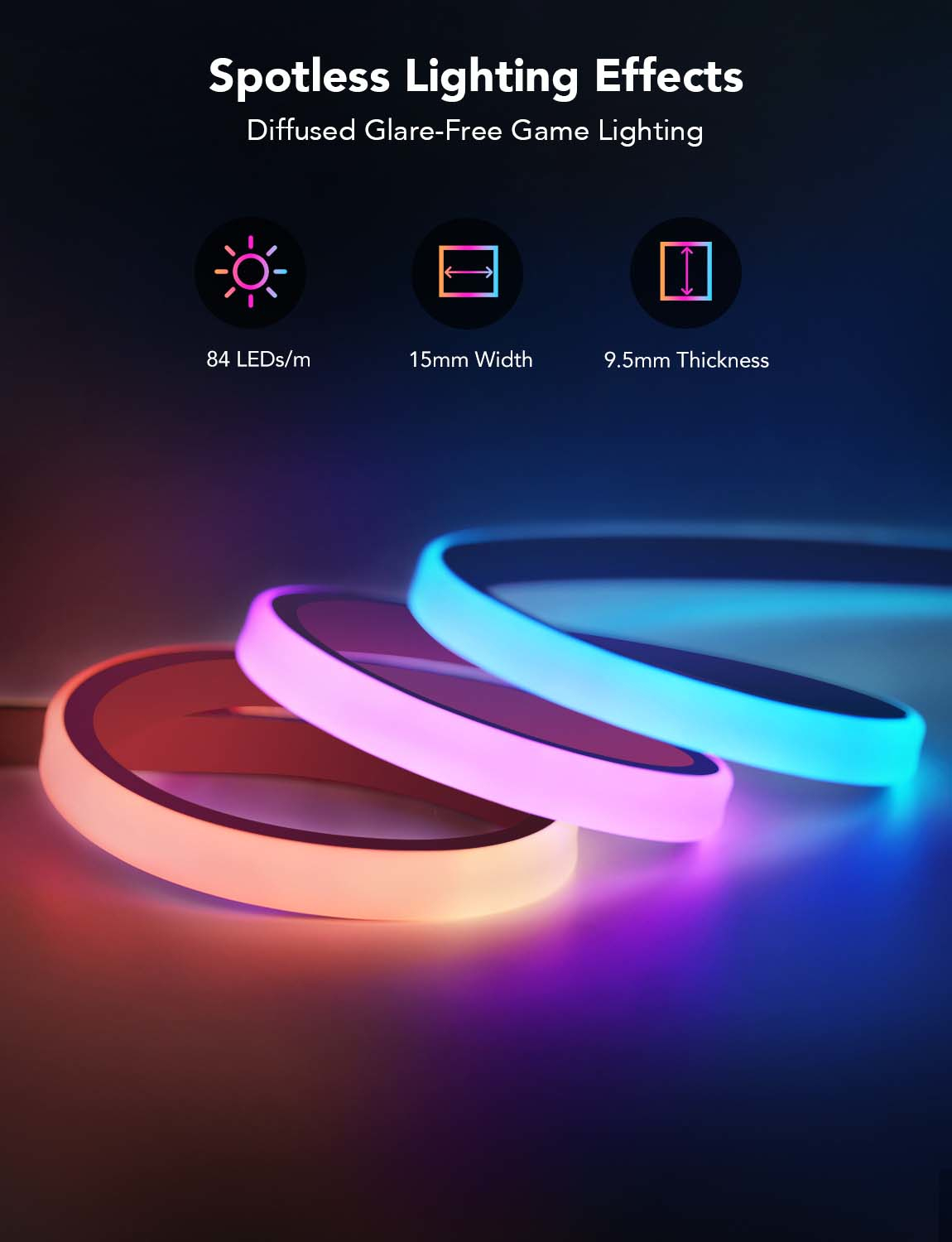 Govee H61C3 - Intelligenter Leuchtstreifen - Wi-Fi/Bluetooth - Schwarz - Weiß - LED - Silikon - Multi, Ansicht 3
