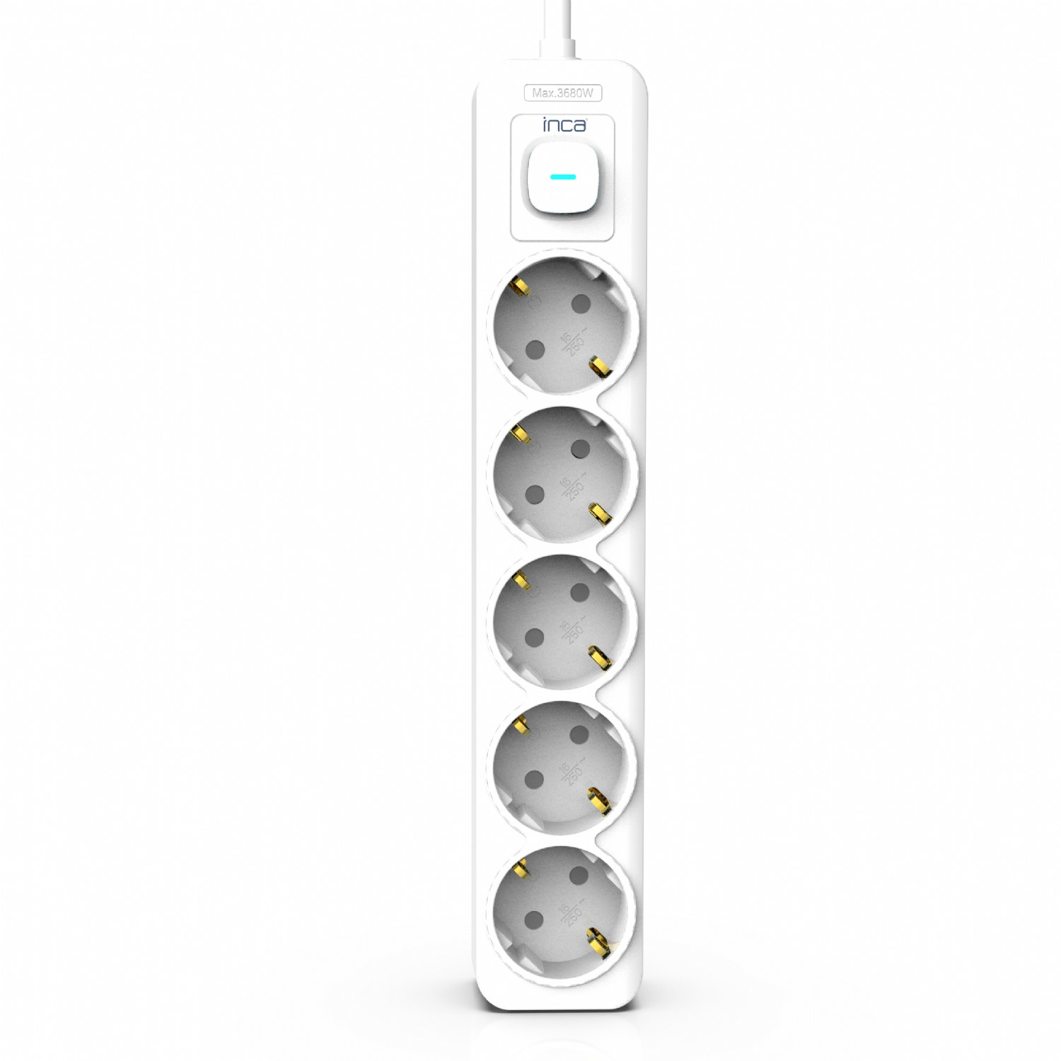 INCA Steckdosenleiste IPW-44GB 5fach LED Anz. Weiß 1.5m - Steckdosenleiste, Ansicht 4