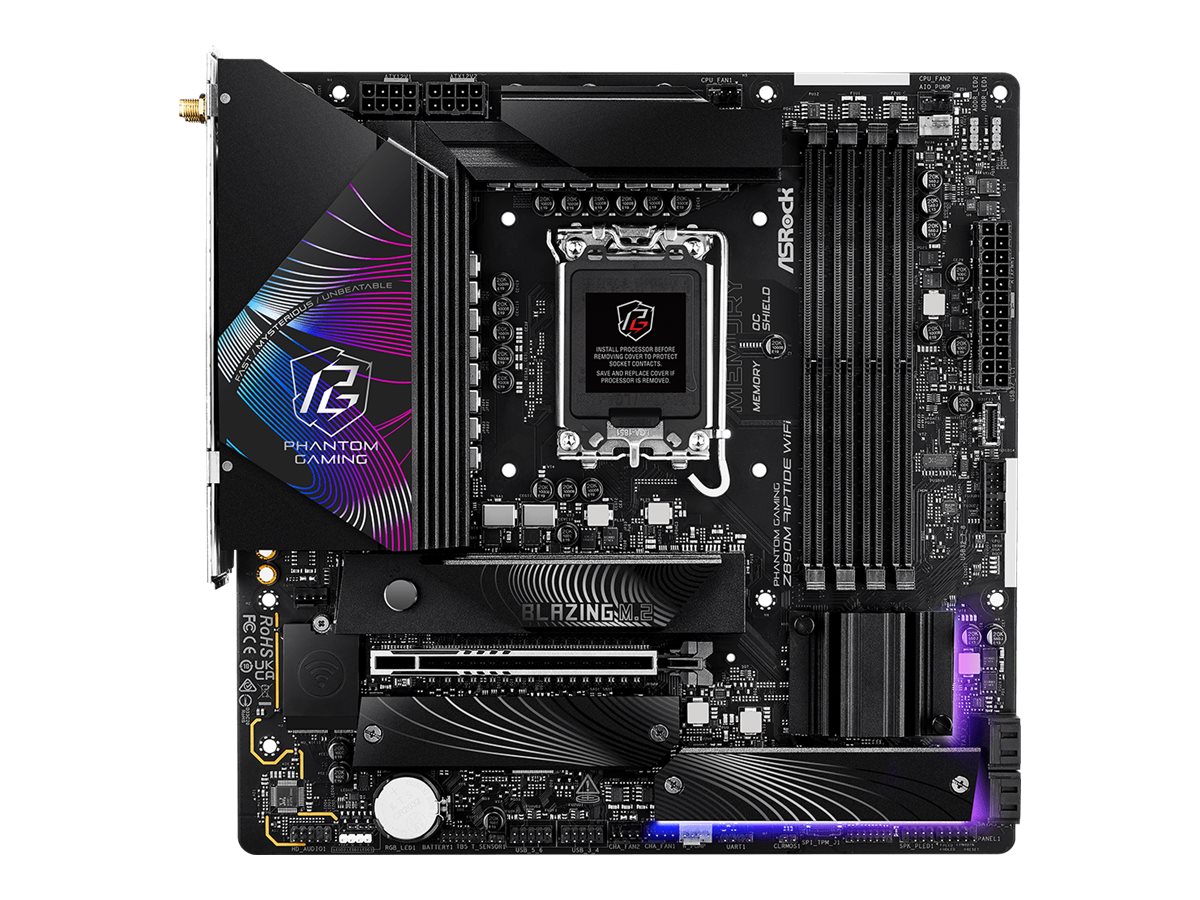 ASRock Phantom Gaming Z890M RIPTIDE WIFI - Motherboard - micro ATX - LGA1851-Sockel - Z890 Chipsatz - USB4 USB 3.2 Gen 2 USB 3.2 Gen 1 - 5 Gigabit Ethernet Wi-Fi 6E Bluetooth - Onboard-Grafik (CPU erforderlich)