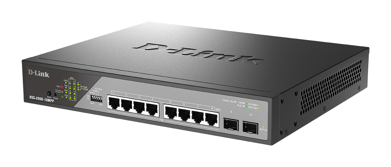 D-Link DSS 200G-10MPP - Switch - managed - 8 x 10/100/1000 (PoE), Ansicht 3