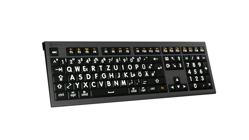 Logickeyboard LKB-LPWB-A2M-DE - Volle Größe (100%) - Kabelgebunden - USB - Schwarz - TL: Deutsch, QWERTZ, Ansicht 3