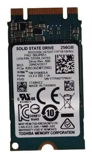 Lenovo Toshiba - SSD - 256 GB - intern - M.2 2242 - PCIe 3.0 x2 (NVMe), Ansicht 2