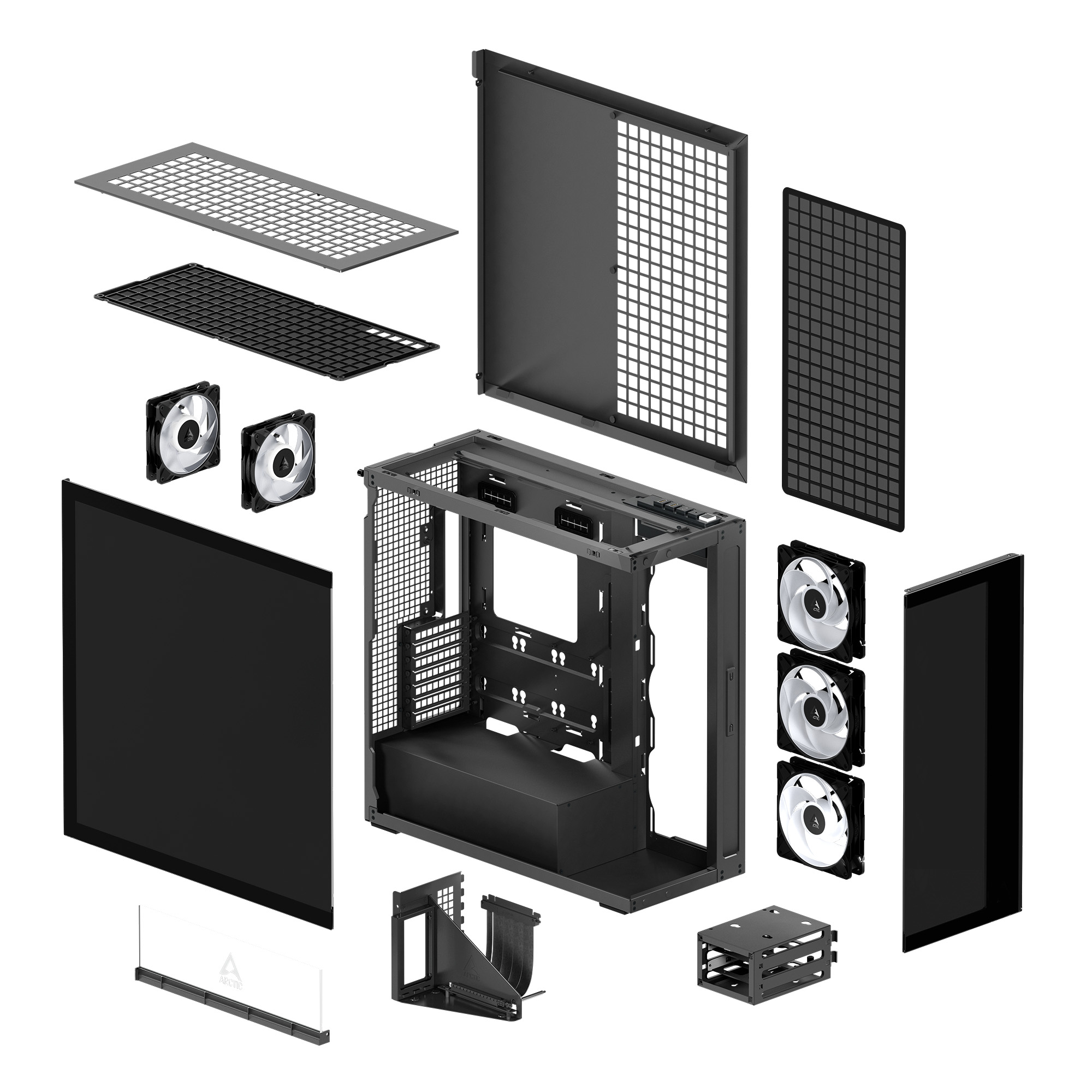 Arctic PC-Gehäuse Xtender VG Black Mirror - Midi/Minitower - ATX, Ansicht 3
