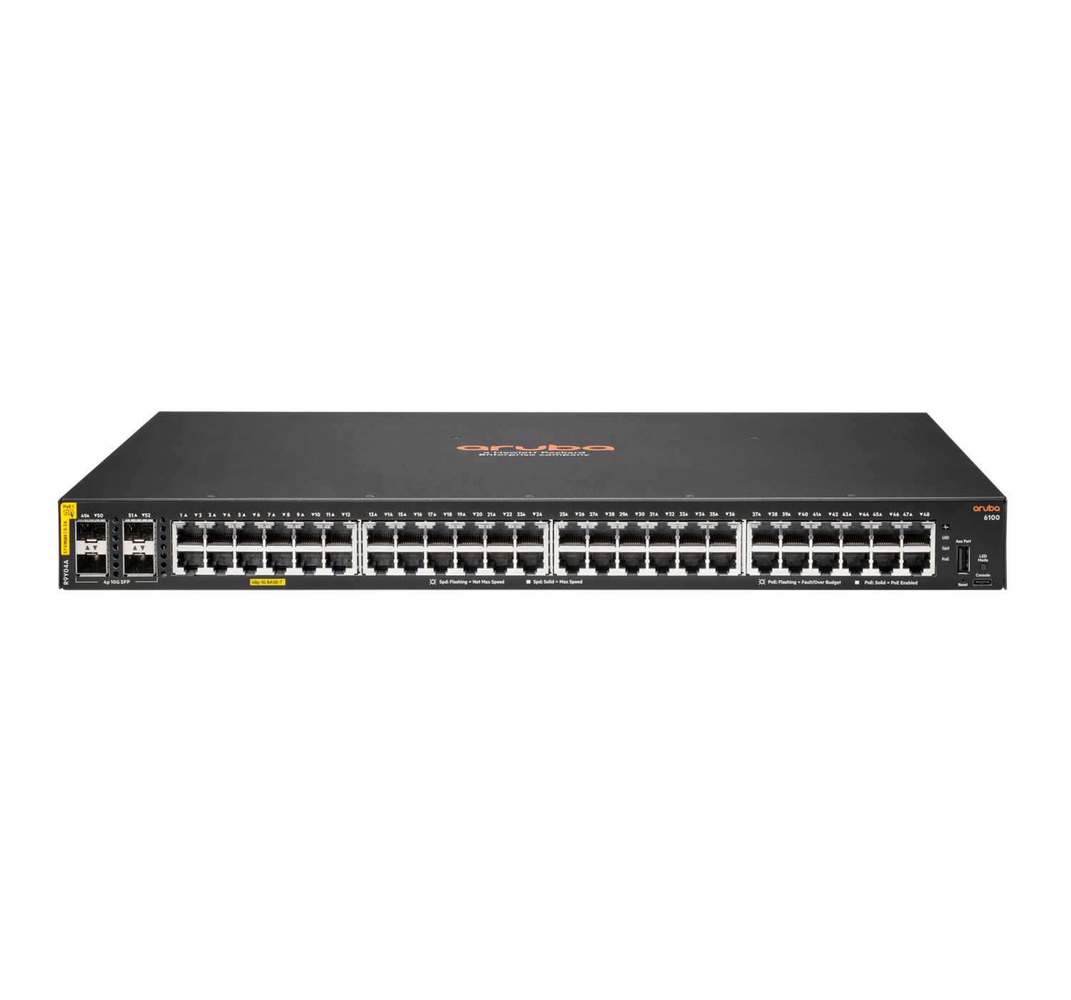 HPE Aruba Networking CX 6100 48G Class4 PoE 4SFP+ 740W Switch - Switch - L3 - managed - 48 x 10/100/1000 (PoE+), Ansicht 2