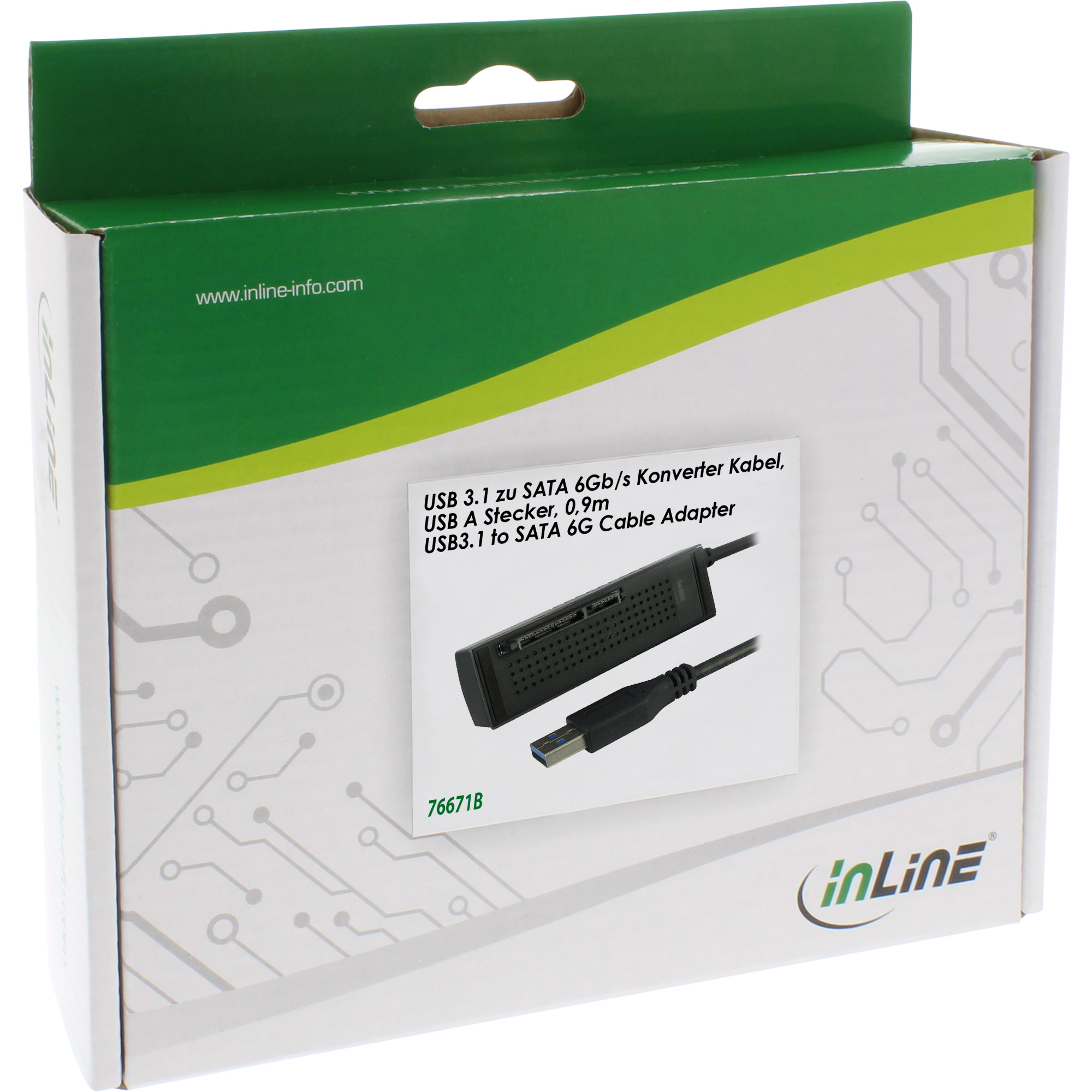 InLine USB 3.1 zu SATA 6Gbs Konverter Kabel - USB A Stecker - 09m