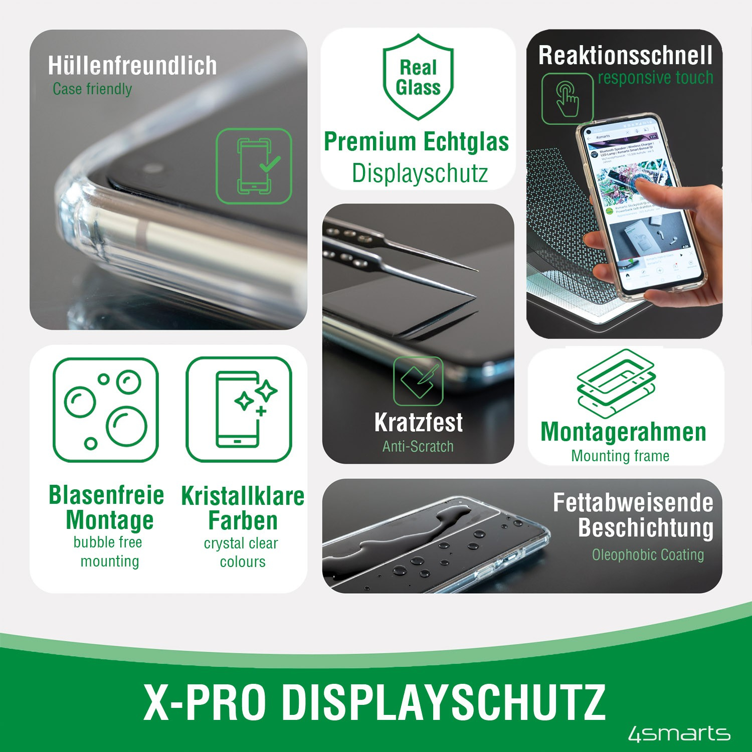4smarts Second Glass X-Pro - Bildschirmschutz für Handy - Glas - klar - für Apple iPhone 7, 8, SE (2. Generation), Ansicht 3