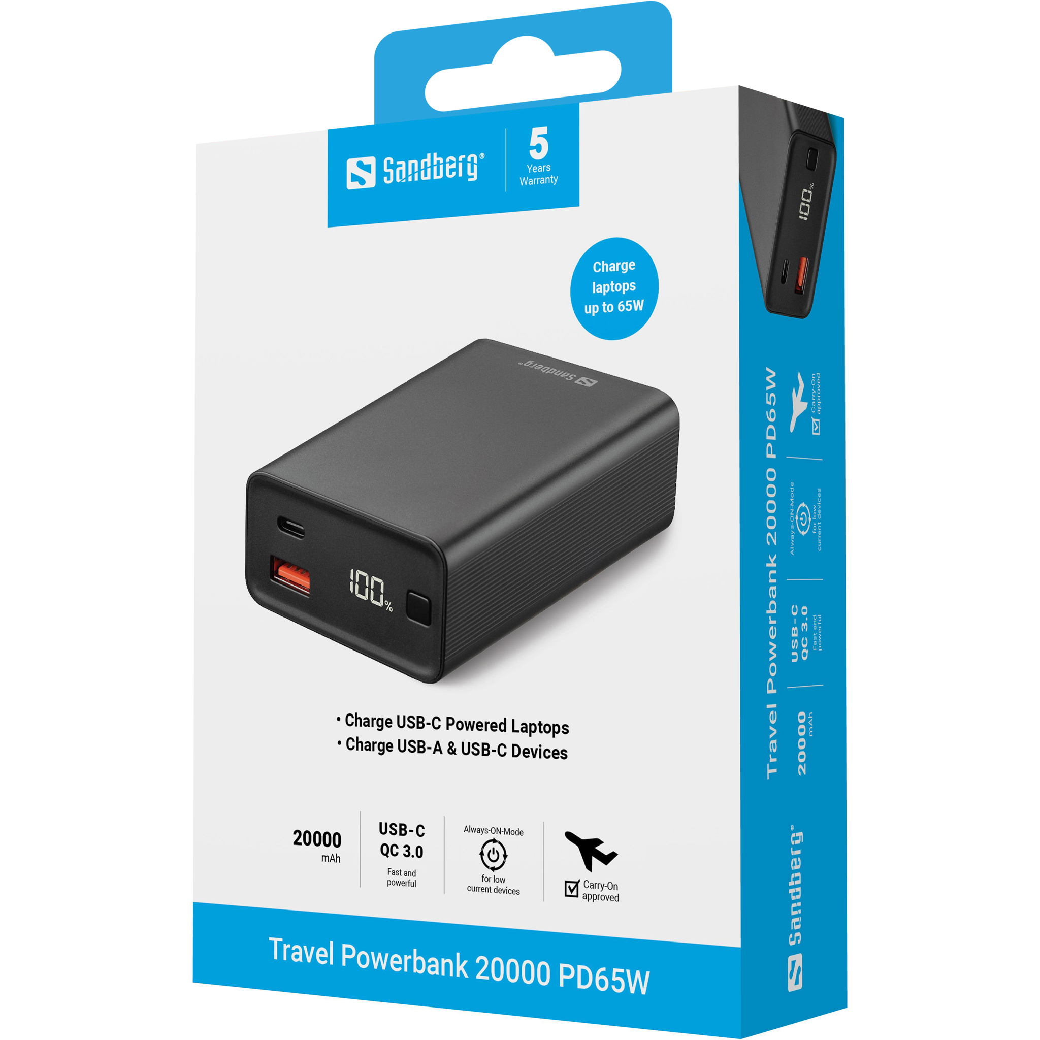 SANDBERG Travel Powerbank 20000 PD65W, Ansicht 2