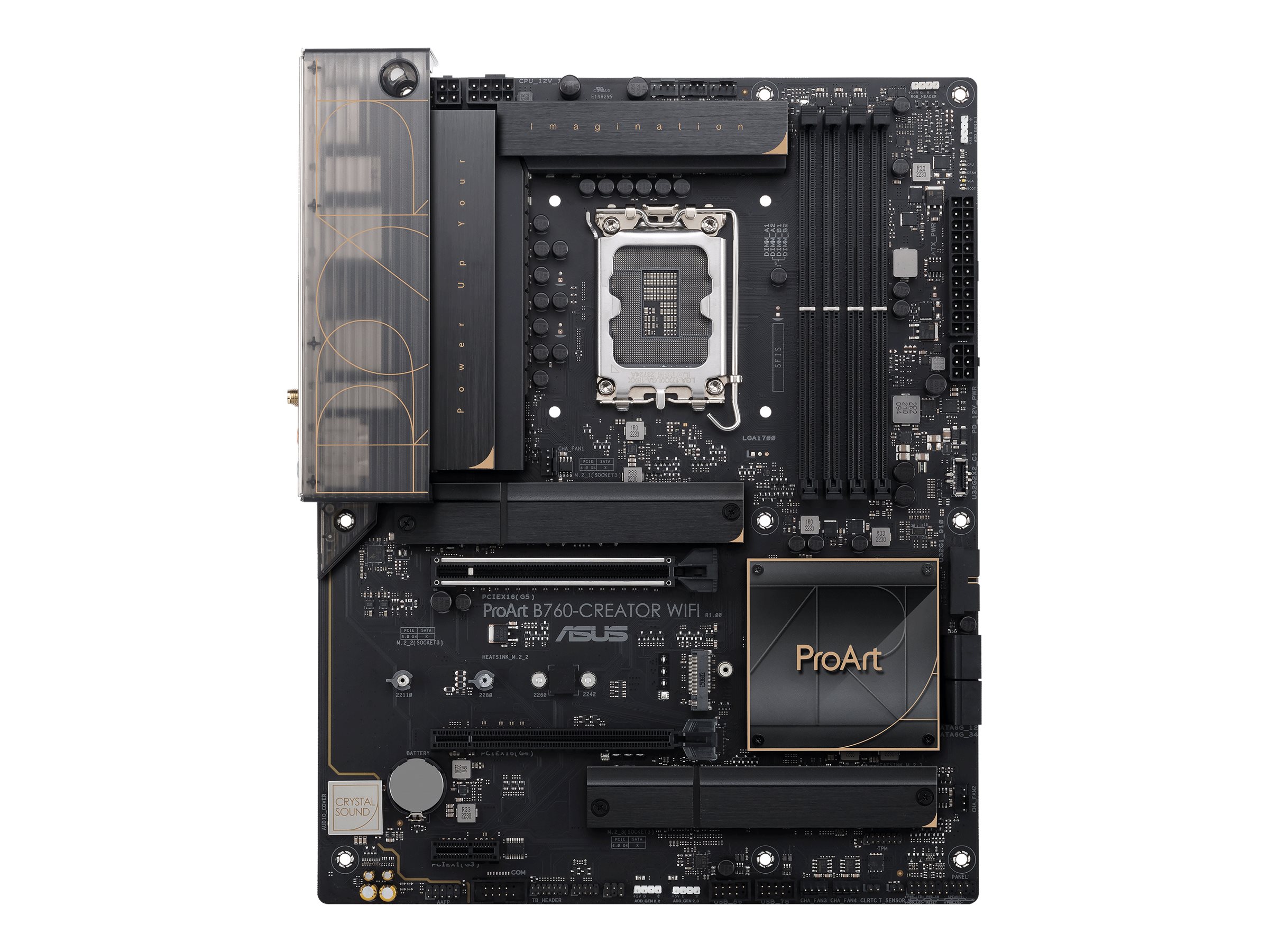 ASUS PROART B760-CREATOR WIFI - Motherboard - ATX - LGA1700 Sockel - B760 Chipsatz - USB-C 3.2 Gen2, USB 3.2 Gen 1, USB-C 3.2 Gen 2x2 - Gigabit LAN, 2.5 Gigabit LAN, Wi-Fi 6, Bluetooth - Onboard-Grafik (CPU erforderlich)
