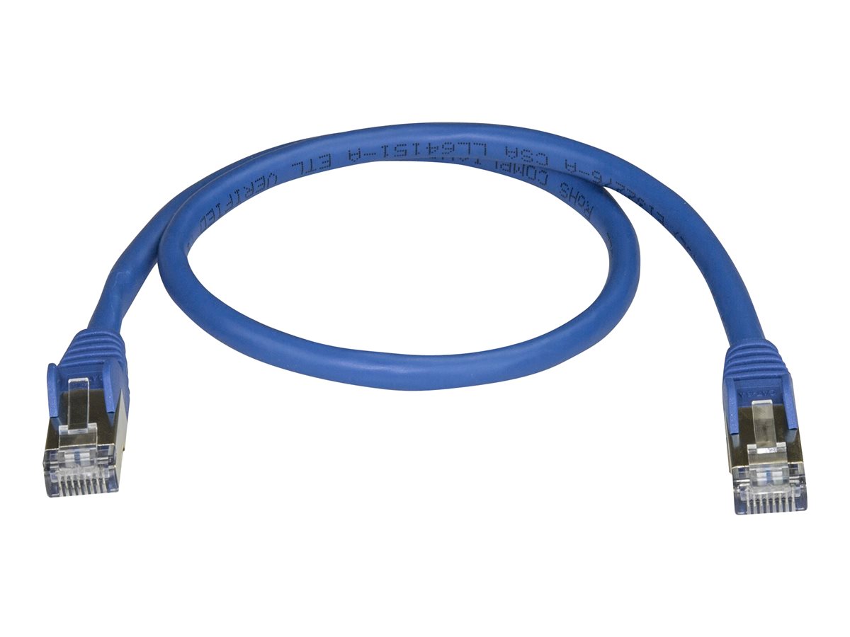StarTech.com 50cm CAT6A Ethernet Cable, 10 Gigabit Shielded Snagless RJ45 100W PoE Patch Cord, CAT 6A 10GbE STP Network Cable w/Strain Relief, Blue, UL Certified Wiring/TIA - Category 6A - 26AWG (6ASPAT50CMBL)