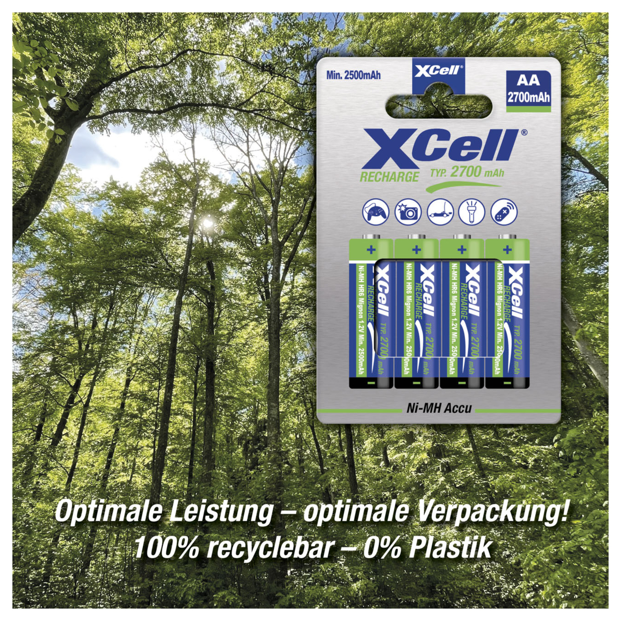 XCell Akku X2700 B4 Ni-MH Mignon AA 4St. - Akku - Mignon (AA), Ansicht 2