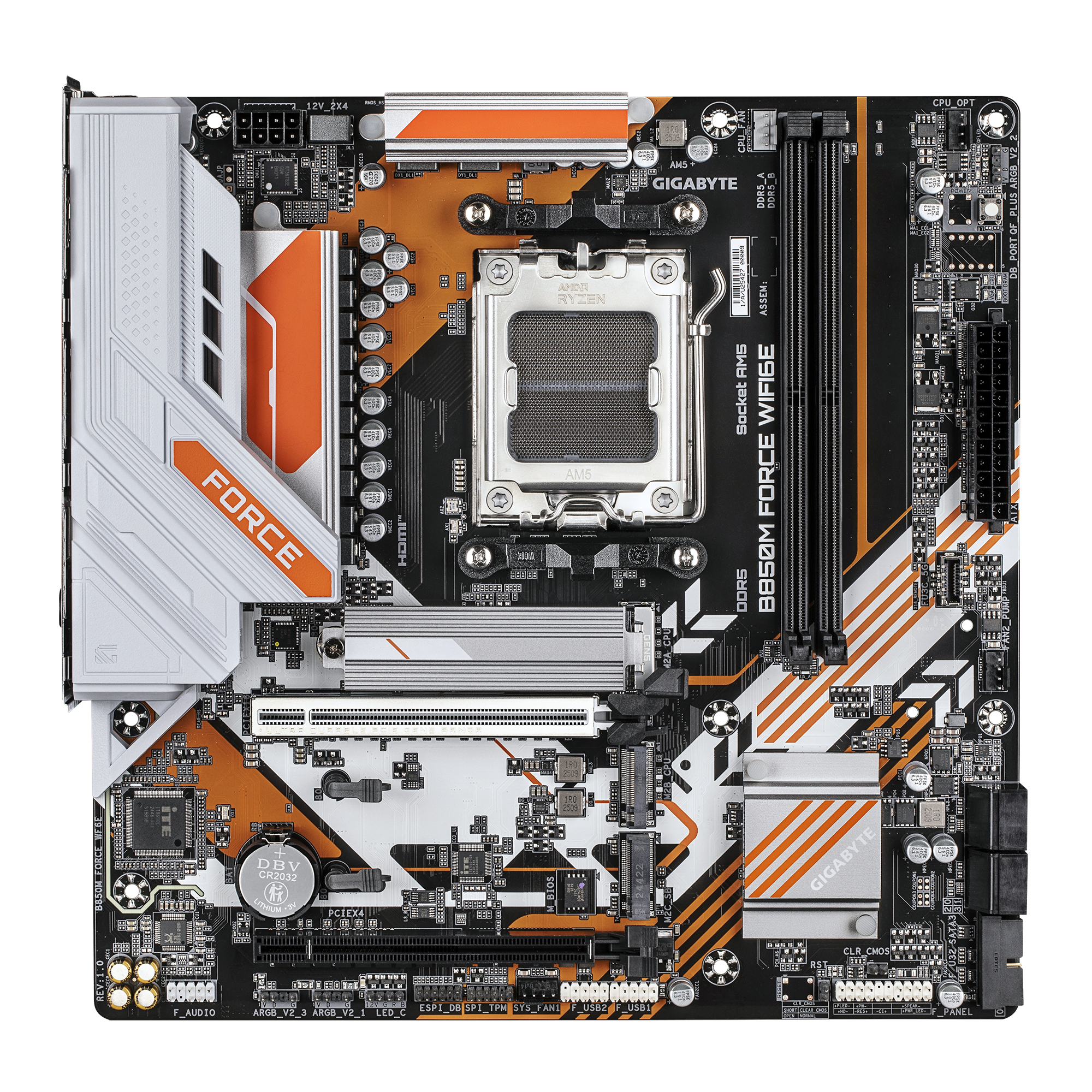 Gigabyte B850M FORCE WIFI6E - Motherboard - micro ATX - Socket AM5 - AMD B850 Chipsatz - 2.5 GB LAN, Wi-Fi 6E, Bluetooth, Ansicht 2