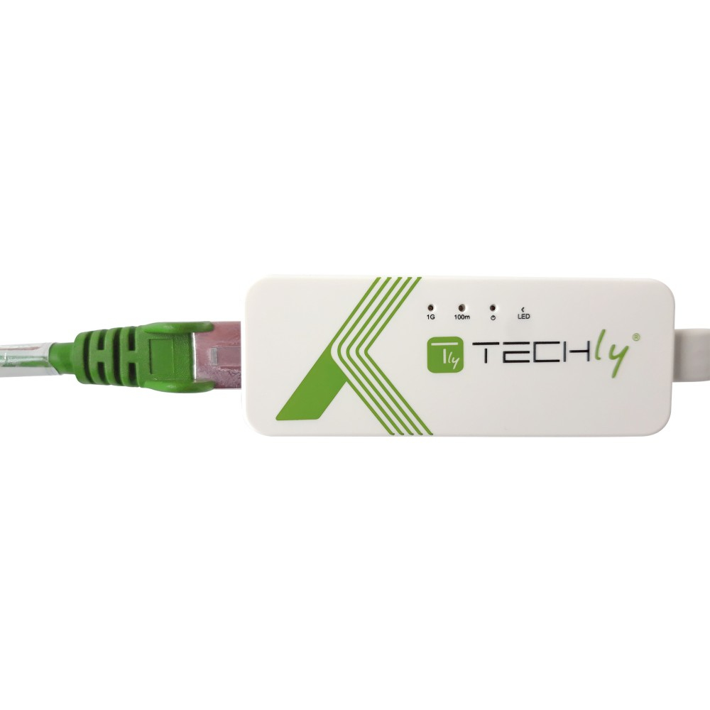 Techly USB 3.1 Typ C RJ45 10/100/1000 Adapter, weiß, Ansicht 4