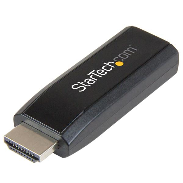 StarTech.com Kompakter HDMI auf VGA Konverter mit Audio - 1920x1200, Aktiver Videokonverter, Schwarz, CE, FCC, REACH, 1900 x 1200, 1920 x 1200, 800 x 600,1024 x 768,1280 x 1024,1280 x 720,1280 x 768,1280 x 800,1280 x 960,1400 x 1050,1600 x..., 1080p, 720p