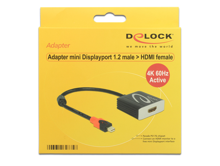 Delock Adapter mini Displayport 1.2 male > HDMI female 4K Active, Ansicht 3