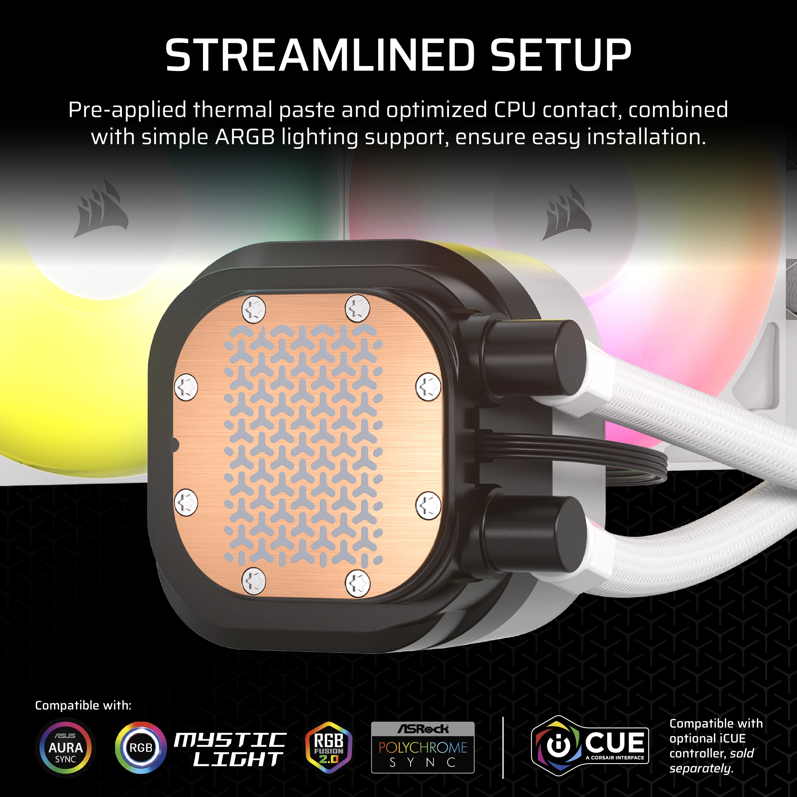 Corsair Nautilus 240 RS ARGB - Prozessor-Flüssigkeitskühlsystem - Kühlergröße: 240 mm - (für: LGA1851, LGA1700, AM5,…), Ansicht 3