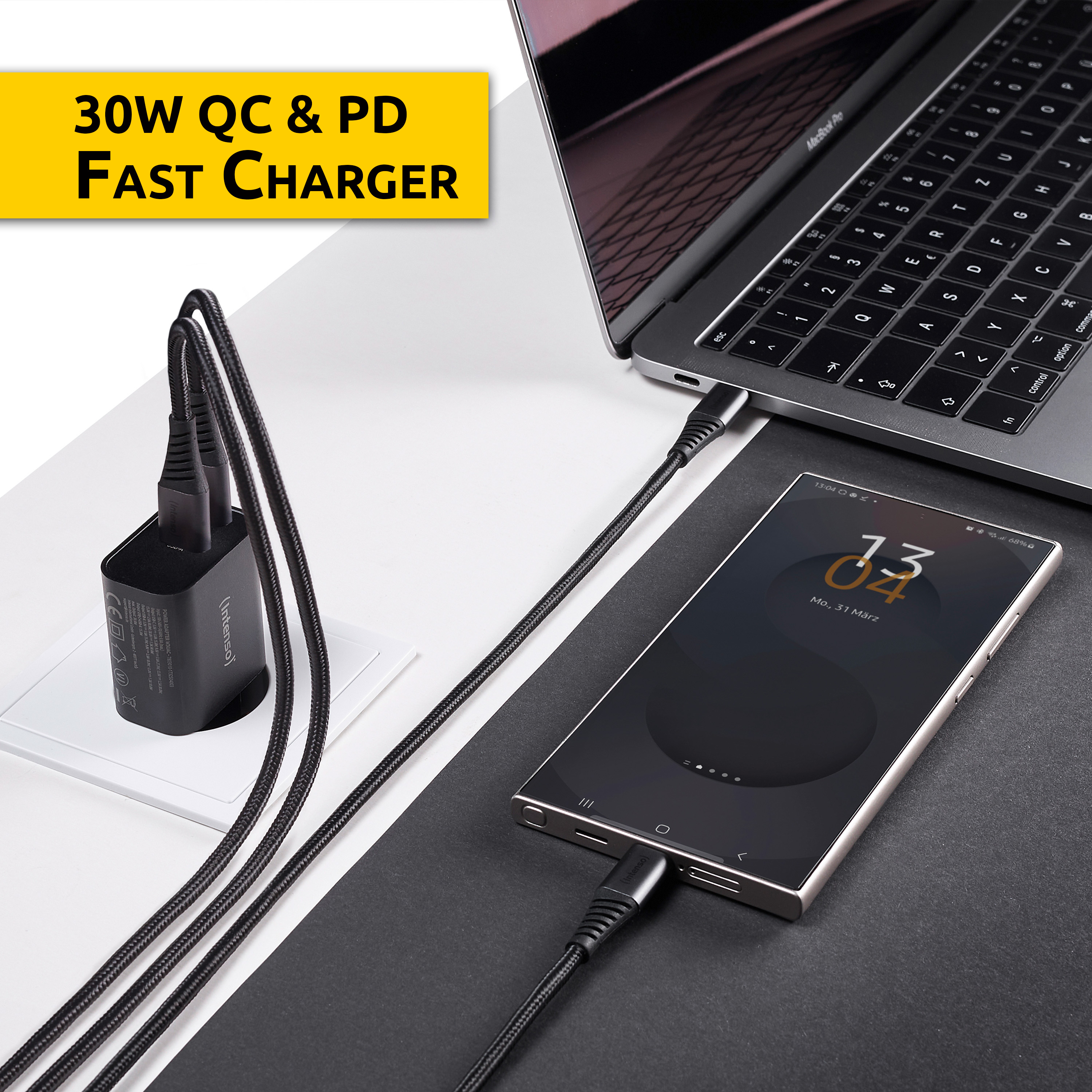 Intenso W30AC black Adapter 30 W USB-A USB-C Schwarz, Ansicht 3