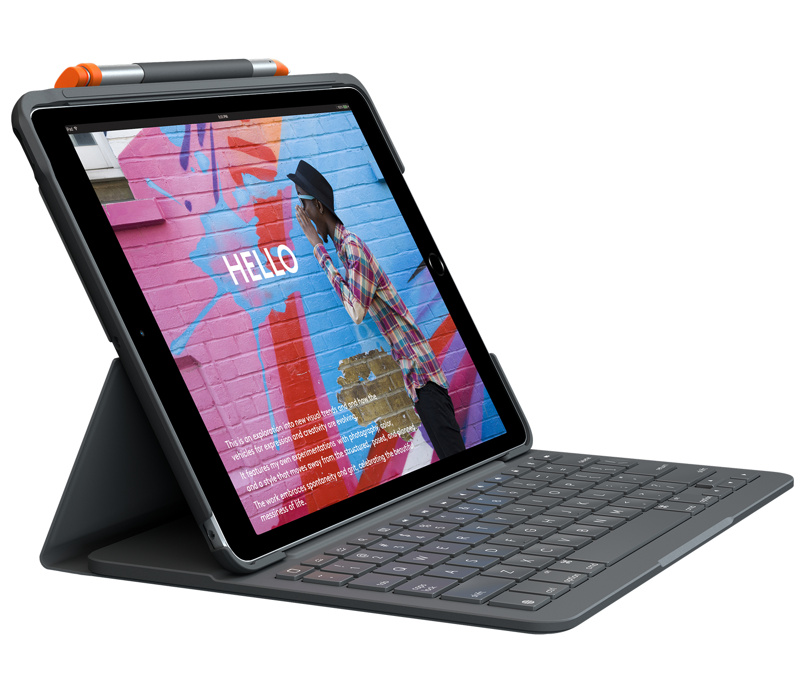 Logitech Slim Folio - Tastatur und Foliohülle für Apple 10.2 iPad (7., 8. & 9. Generation) - TL: Schweiz, QWERTZ, Ansicht 2