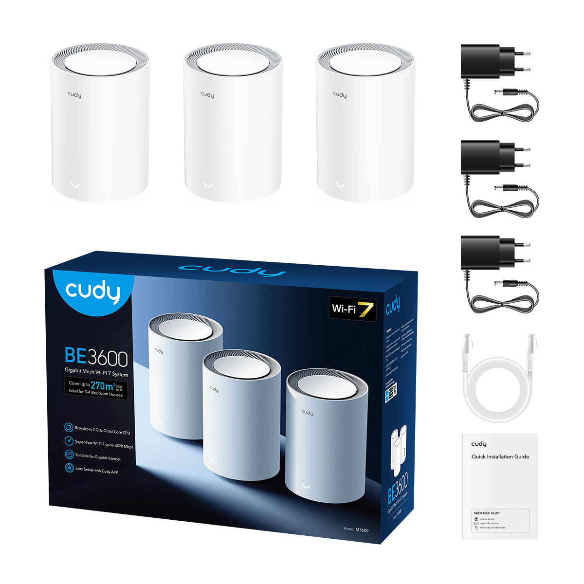 CUDY M3600 - 1.0 - WLAN-System - (3 Router) - bis zu 270 qm, Ansicht 3