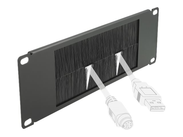 Delock Cable Management Brush Strip - Kabelführungspanel mit Bürste - Schwarz - 2U - 25.4 cm (10)
