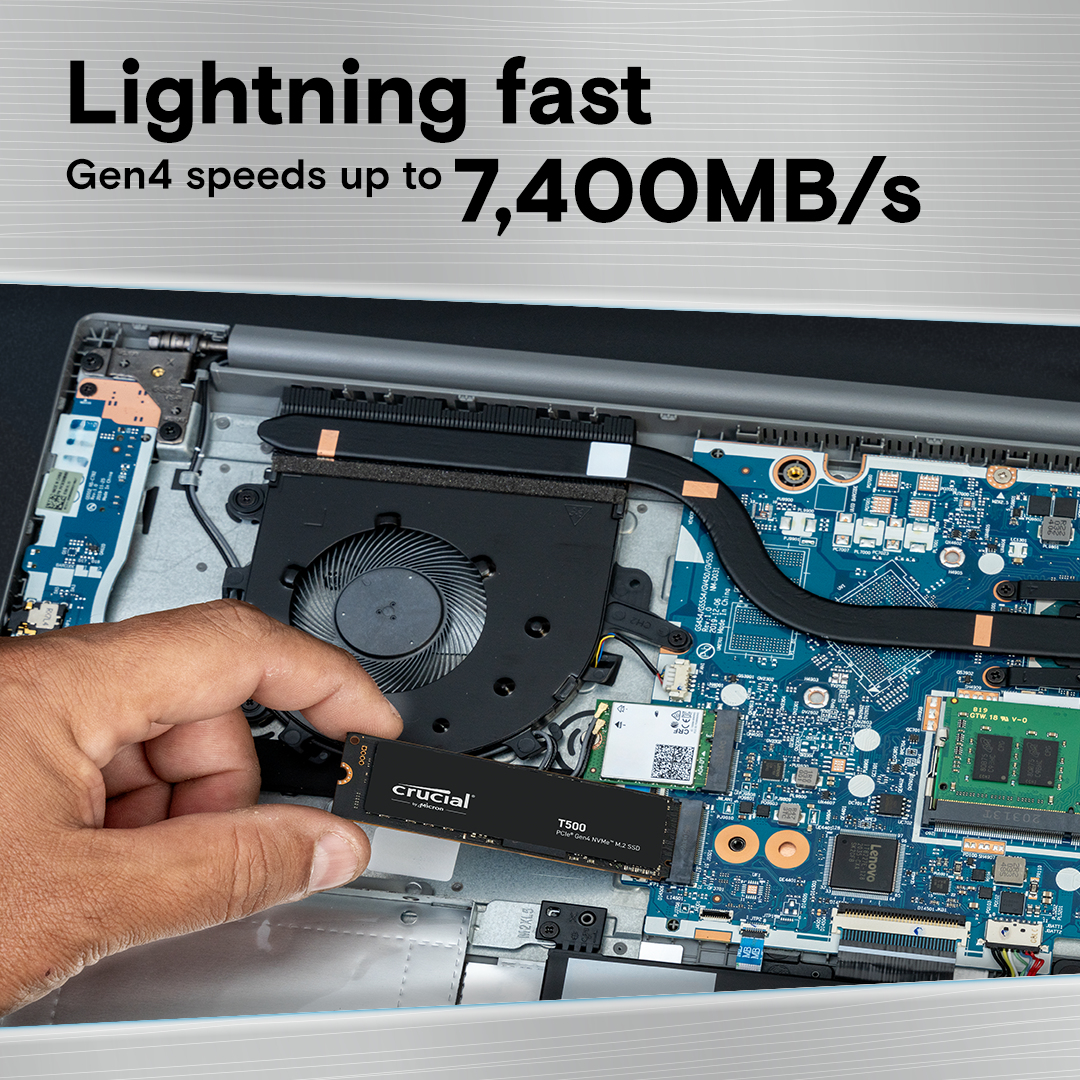 Crucial T500 2TB PCIE GEN4 NVME M.2 SSD, Ansicht 2