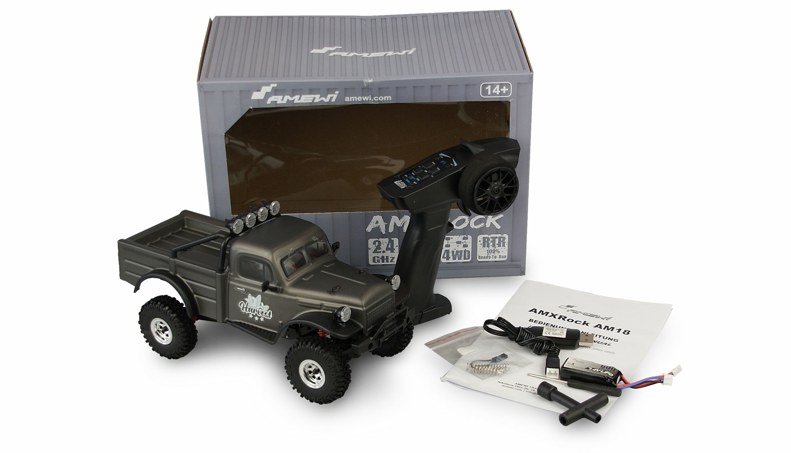 Amewi AMXRock AM18 Harvest - Raupenfahrzeug - 1:18 - 14 Jahr(e) - 600 mAh - 300 g - Grau, Ansicht 2