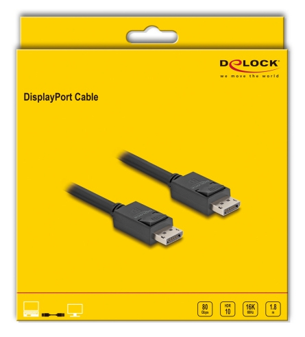 Delock DisplayPort Kabel 16K 60 Hz 80 Gbps 1.8 m - Kabel - Digital/Display/Video, Ansicht 4