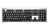 Logickeyboard ALBA - Volle Größe (100%) - Kabelgebunden - USB - Scherenschalter - AZERTY - Schwarz - Silber