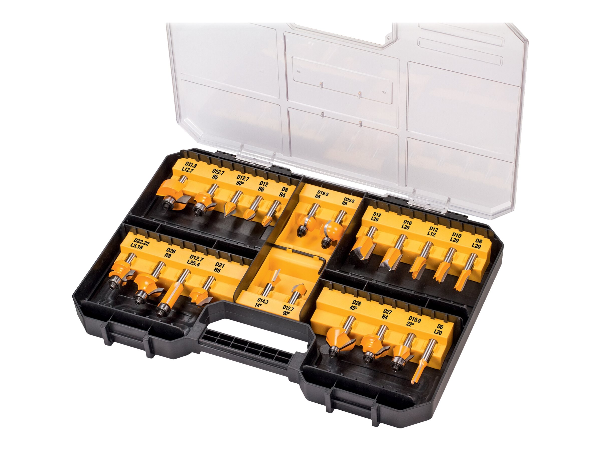 DeWalt DT90017 Fräser-Sortiment inkl. Koffer, 22-tlg., Ansicht 3