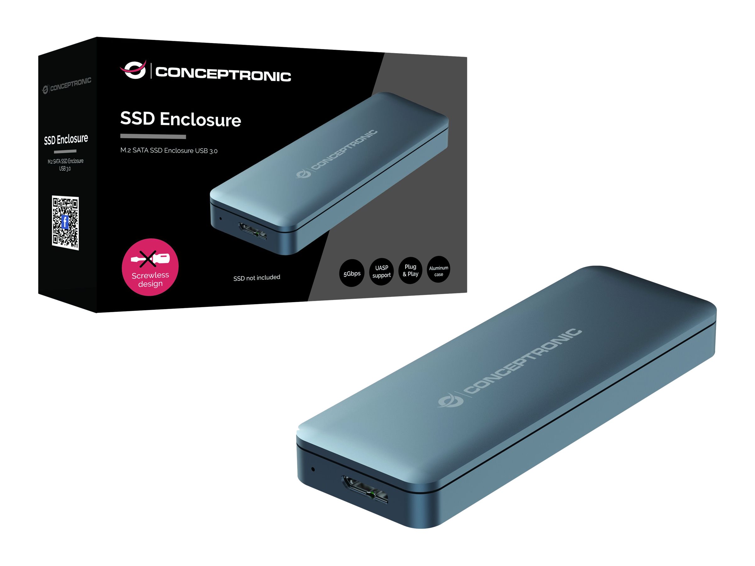 Conceptronic SSD Gehäuse M.2  USB3.0 SATA               grau